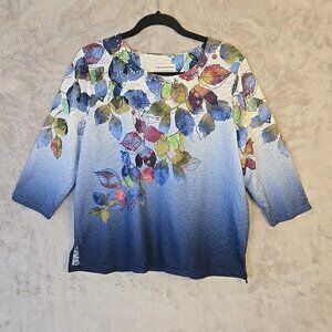 Alfred Dunner Garden Party 3/4 Sleeve Top Floral Colorful